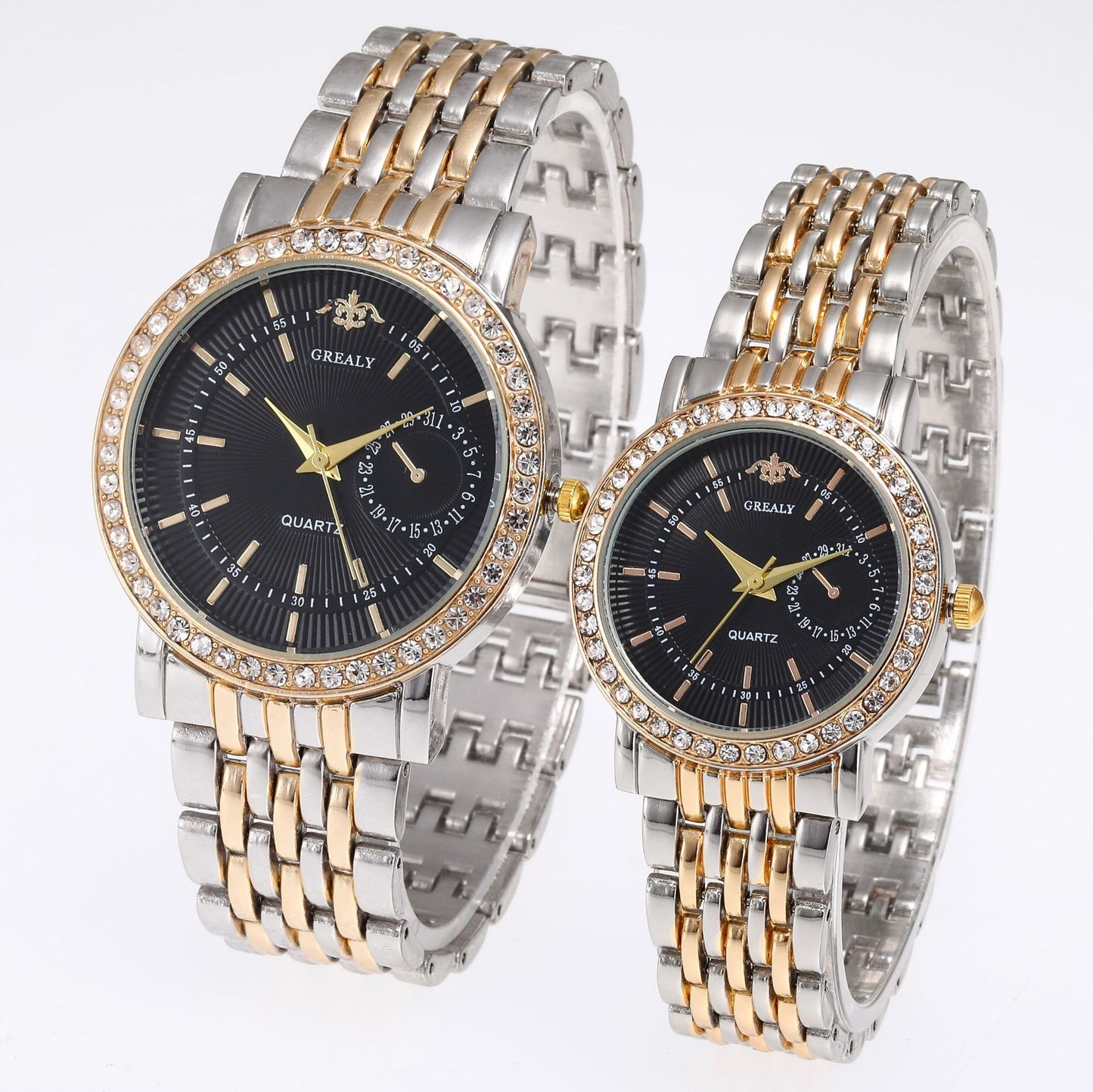 Montre classique et élégante pour couples – style business avec détails en diamant