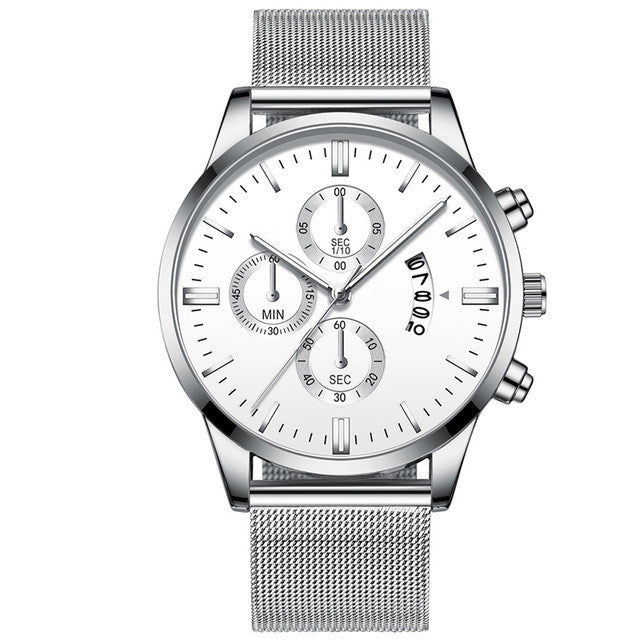 Montre Homme de Luxe – Mouvement Quartz et Bracelet en Maille Acier