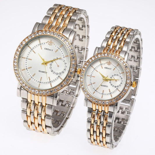 Montre classique et élégante pour couples – style business avec détails en diamant