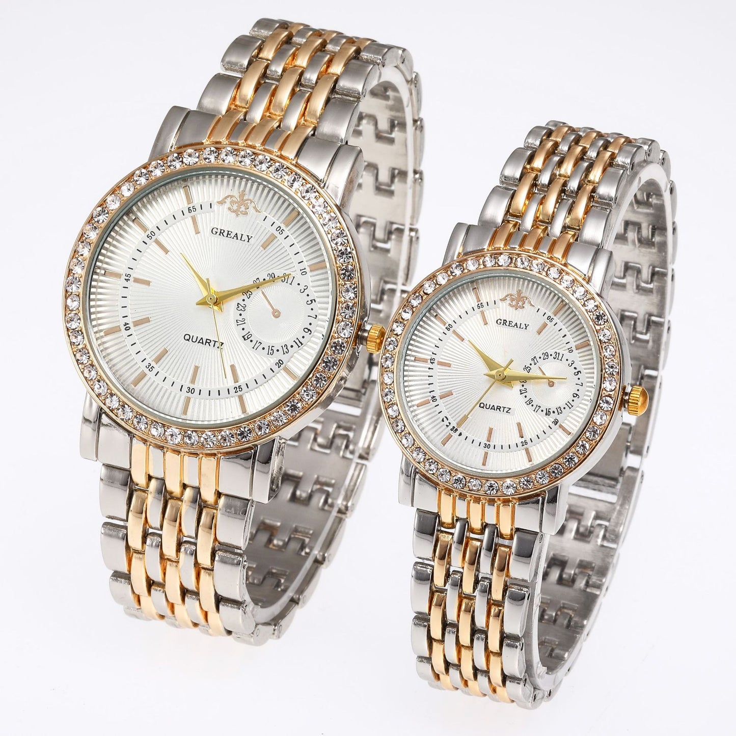 Montre classique et élégante pour couples – style business avec détails en diamant