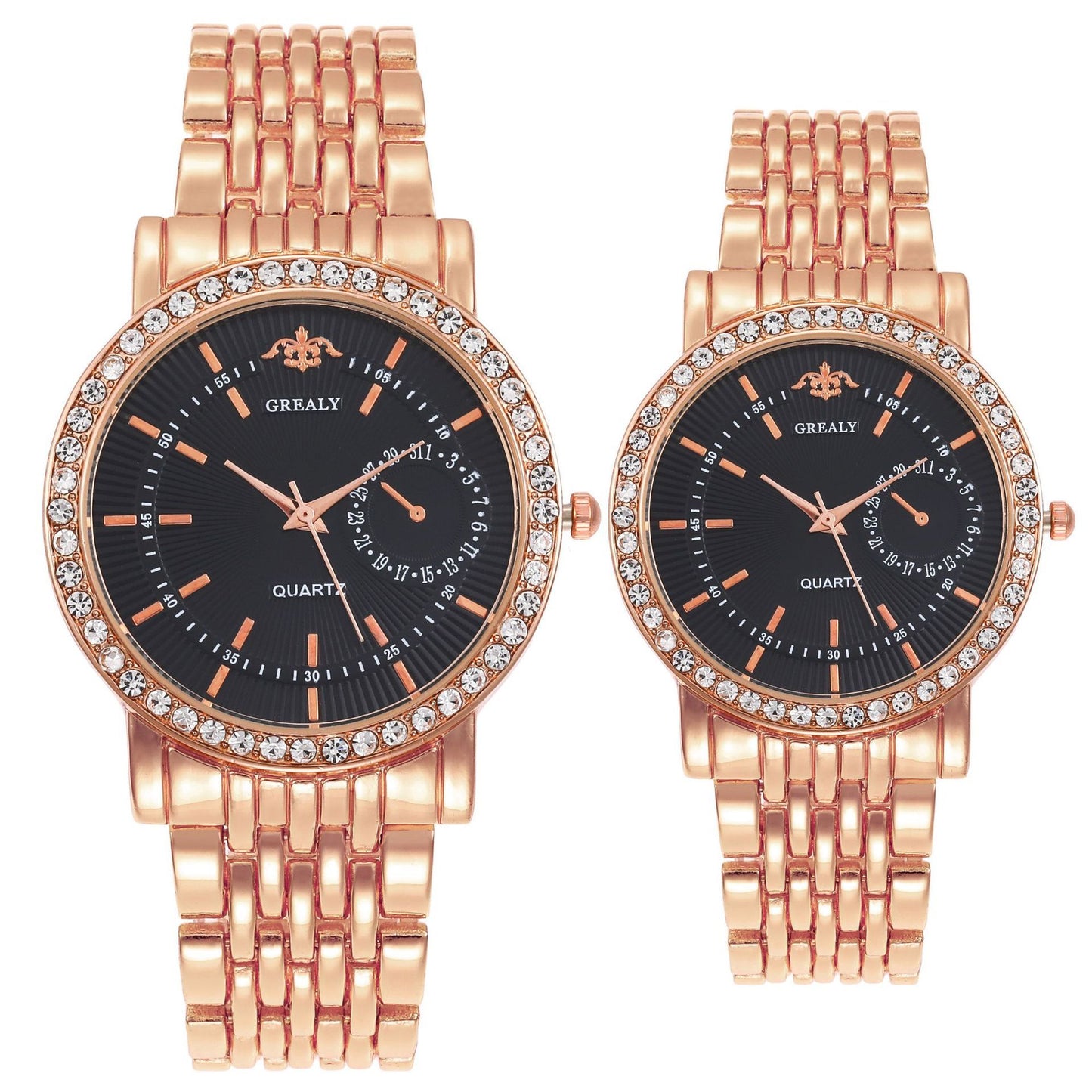 Montre classique et élégante pour couples – style business avec détails en diamant